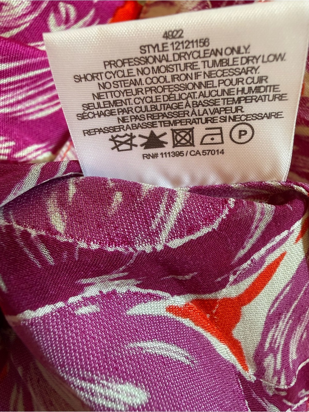 Tory Burch Gwenna Wild Orchid Silk Tunic Top Size 12 - Picture 16 of 16